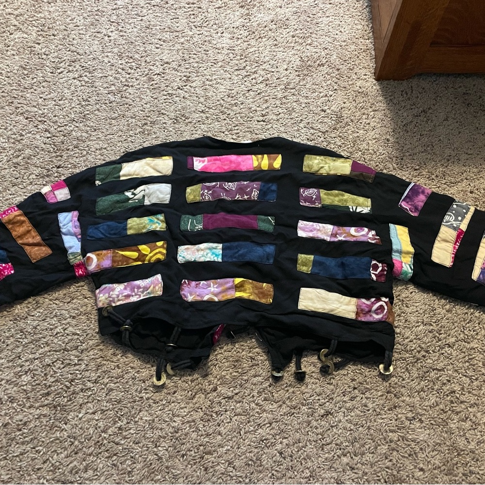 Colorful Patchwork Cropped Jacket - image 2